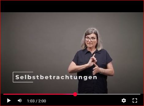 Screenshot eines Videos in Gebärdensprache zur Ausstellung Marc Aurel